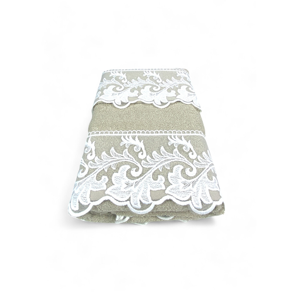 Set de serviettes avec dentelle macramé toscane sable, fabriqué en Italie, cadeau élégant