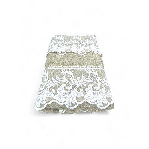 Towel Set with Tuscan Macramé Lace Sand, Made in Italy, Elegant Gift