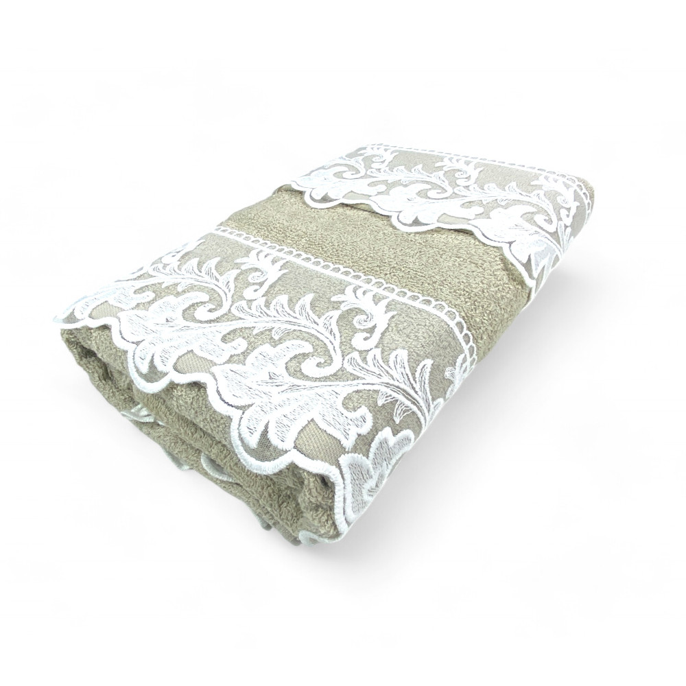 Set de serviettes avec dentelle macramé toscane sable, fabriqué en Italie, cadeau élégant