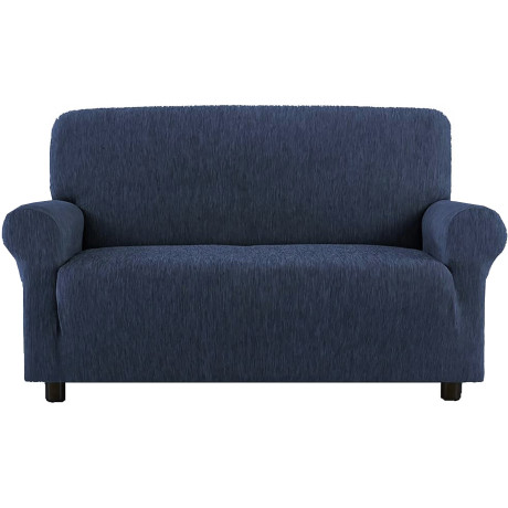Housse de canapé New York stretch unie bleue, résistante aux rayures, pour canapés avec accoudoirs, housse de canapé universelle