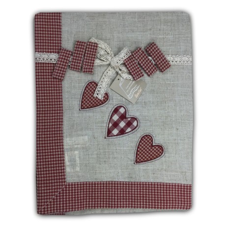 NAPPE DE TABLE DE SALLE À MANGER TYROL MAGGIE DE COEUR ROUGE AVEC PORTE-SERVIETTES