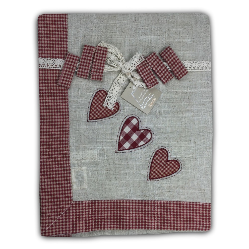 MAGGIE TYROLEAN TABLECLOTH TABLE COVER RED HEART WITH NAPKIN RING