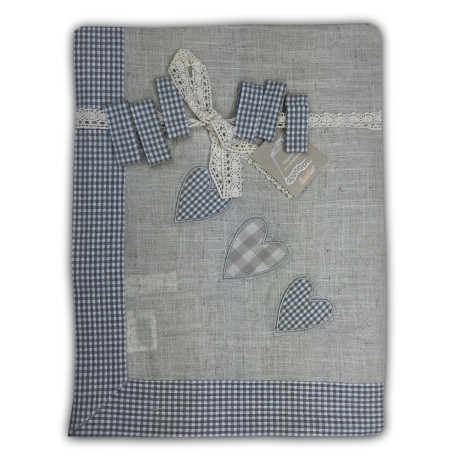 BEIGE MAGGIE HEART TIROLER TISCHDECKE MIT SERVIETTENRING