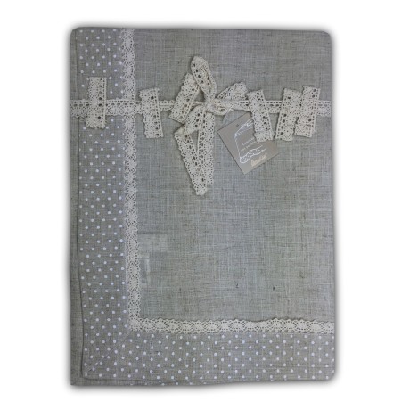 TIROLER TISCHDECKE TISCHDECKE MOLLY POLKA DOTS WEISS MIT SERVIETTENRING