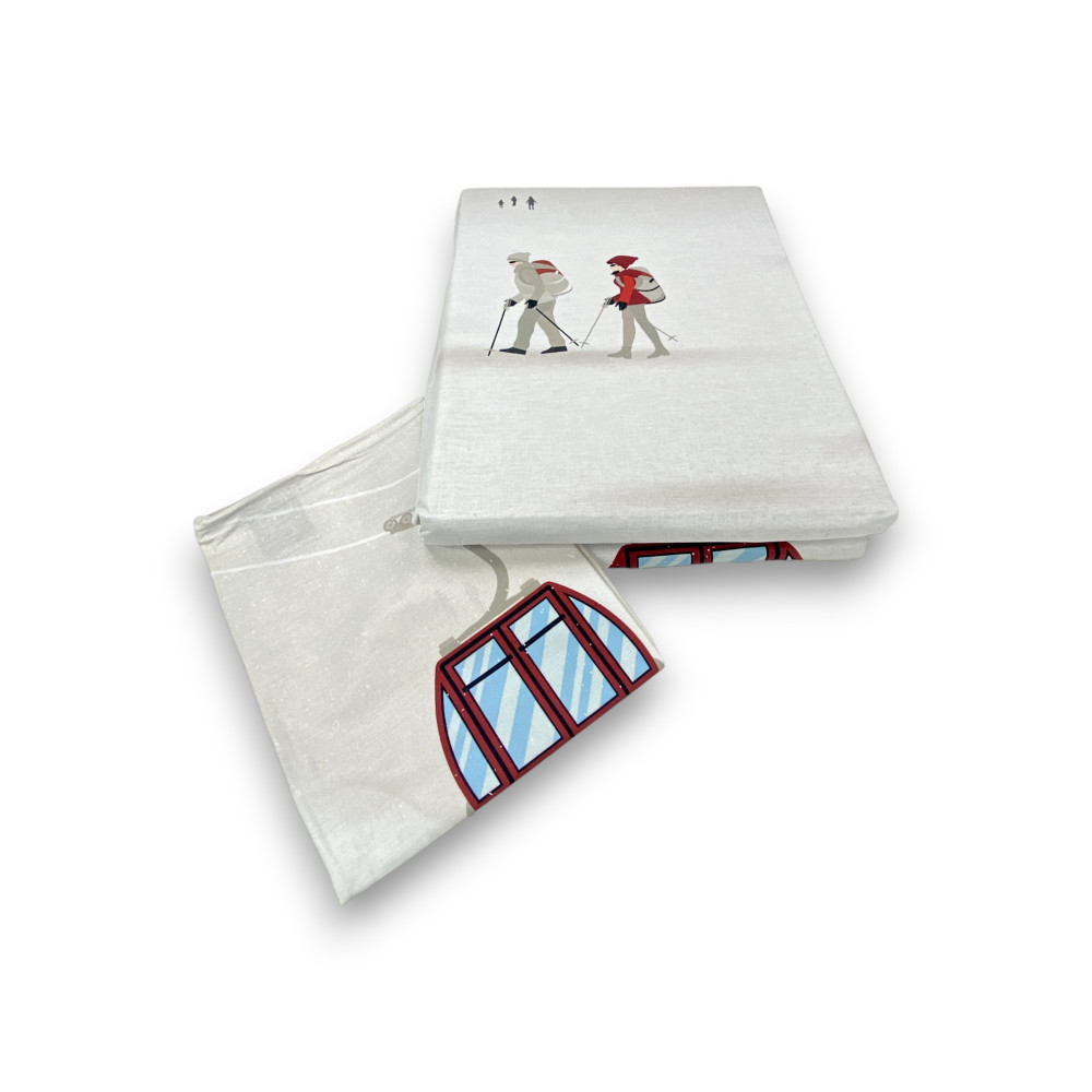 Tyrolienne Skiers motif housse de couette en coton double face | Simple et double