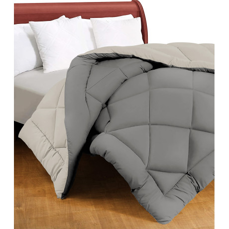 CaldoSogno doppelseitige graue Steppdecke 300 gr/qm