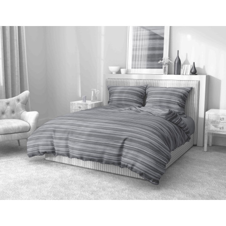 Housse de couette Stripe Grey en microfibre douce | Fabriqué en Italie