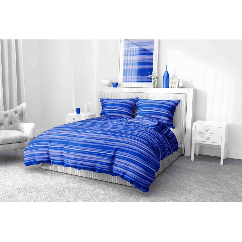 STRIPE Blauer Bettbezug aus Mikrofaser Made in Italy - 3 Größen verfügbar