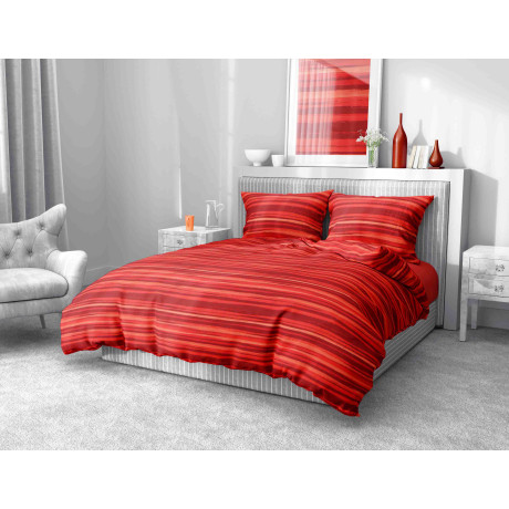 Stripe Red duvet cover in soft microfiber | Made in Italy