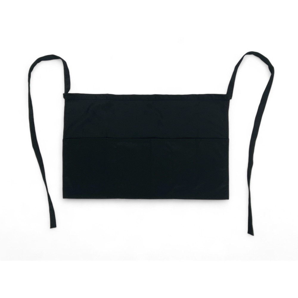 Black "Gaspare" Waist Apron with Triple Pocket - Made in Italy