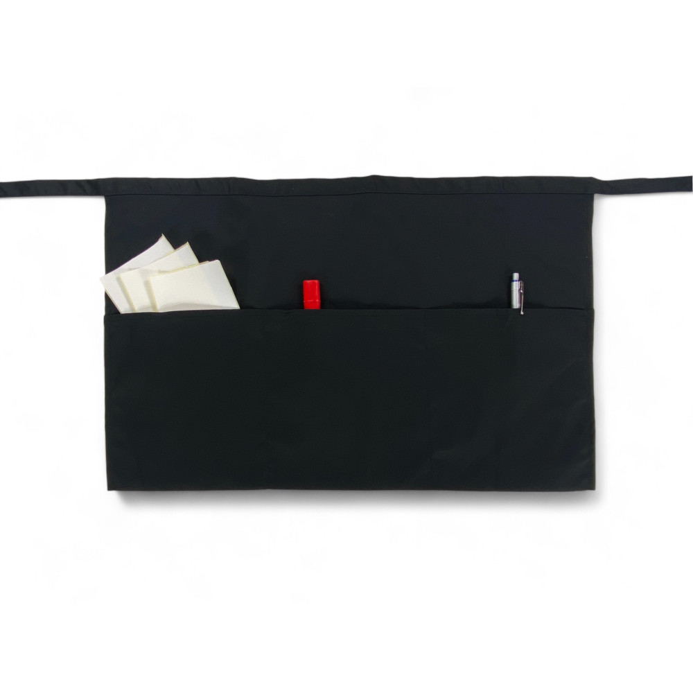 Schwarze "Gaspare" Bundschürze mit Dreifachtasche - Made in Italy