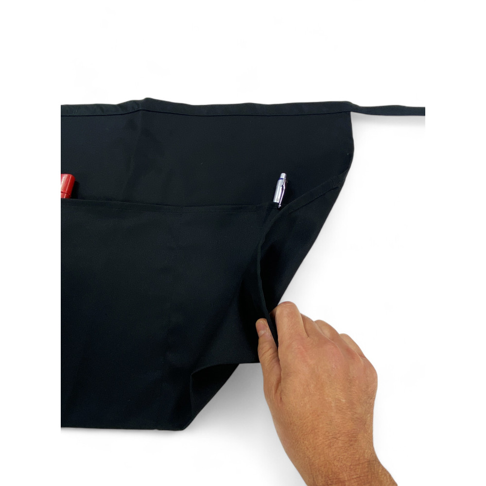 Black "Gaspare" Waist Apron with Triple Pocket - Made in Italy