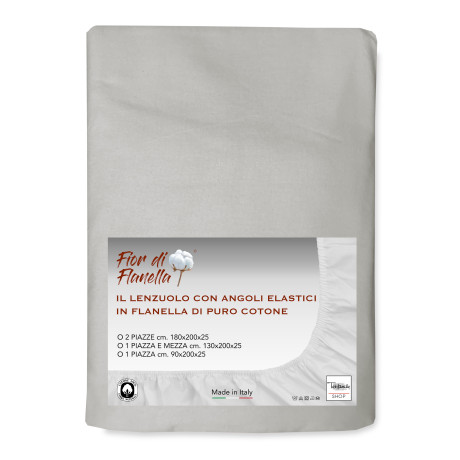 FLANNEL FITTED SHEET Grey Flannel Fior di Flonella © ALL SIZES