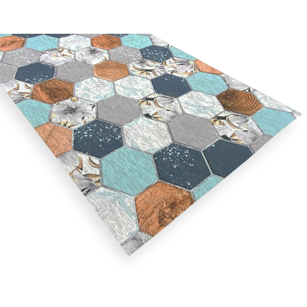 Oriental Blue Washable Non-Slip Kitchen Runner Rug - Modern Runner