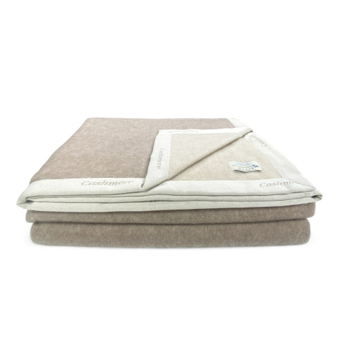 Manta de cachemir peinado puro - Gris beige bicolor Made in Italy