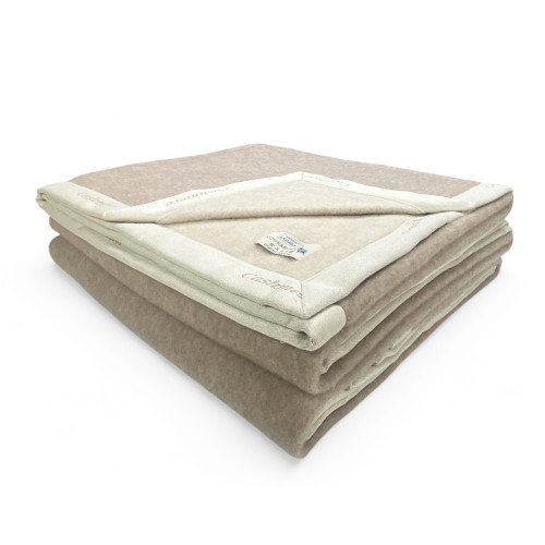 Couverture en pur cachemire peigné - bicolore gris beige Fabriqué en Italie