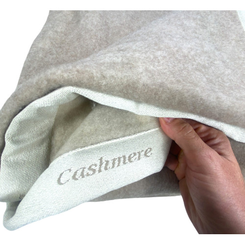 Couverture en pur cachemire peigné - bicolore gris beige Fabriqué en Italie