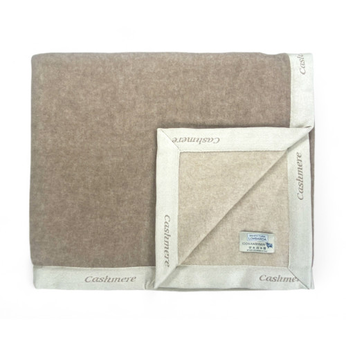Coperta in Puro Cashmere Pettinato - Bicolore Grigio Beige Made in Italy