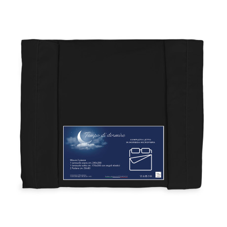 SHEET SET in soft microfiber TINTA Black Double 2 SQUARES no iron 2