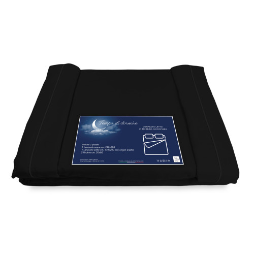 ENSEMBLE DE DRAPS EN MICROFIBRE DOUCE TINTA Noir Double 2 CARRÉS sans fer