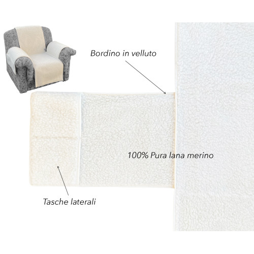 Handgefertigter Sesselbezug aus reiner Merinowolle Made in Italy - Idealer Komfort und Wärme, perfektes Geschenk für Großeltern