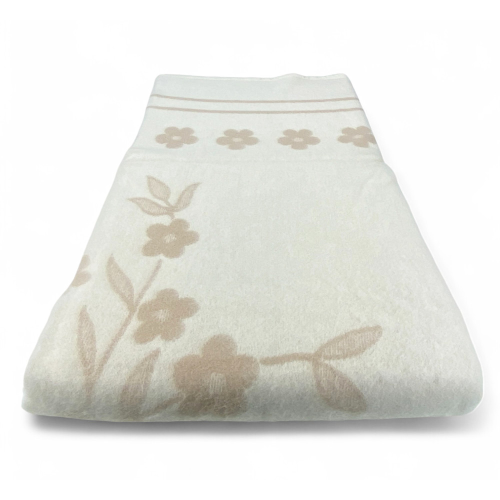 Zweifarbige Blumendecke aus Markenschurwolle – Made in Italy, doppelseitige Haselnuss