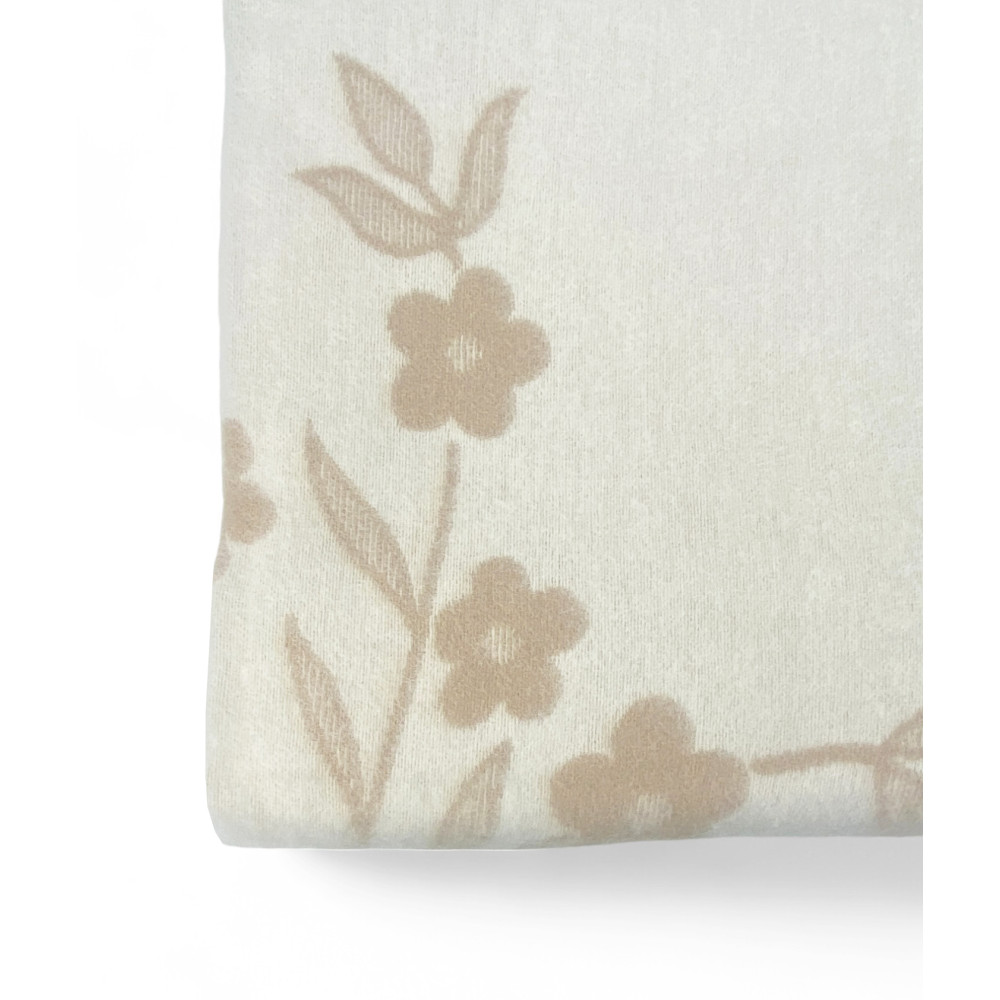 Manta de flores bicolor de lana virgen de la marca – Made in Italy, avellana de doble cara