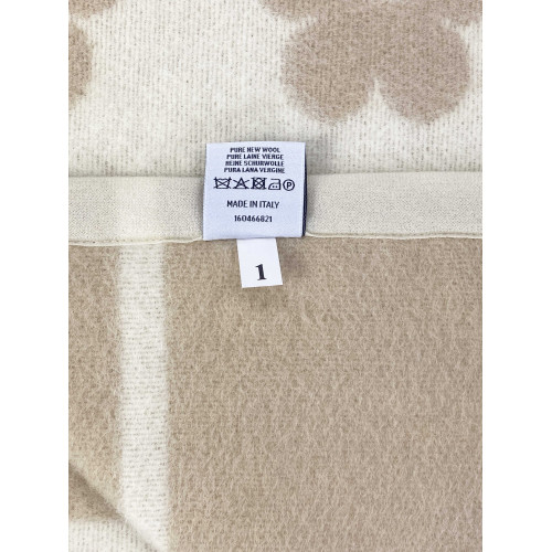 Zweifarbige Blumendecke aus Markenschurwolle – Made in Italy, doppelseitige Haselnuss