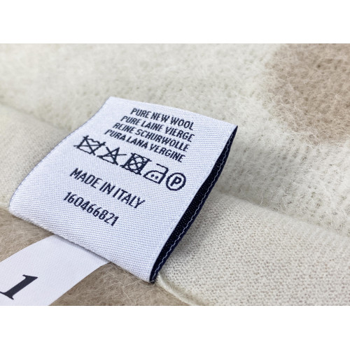 Couverture fleurie bicolore en laine vierge de marque – Made in Italy, double face noisette