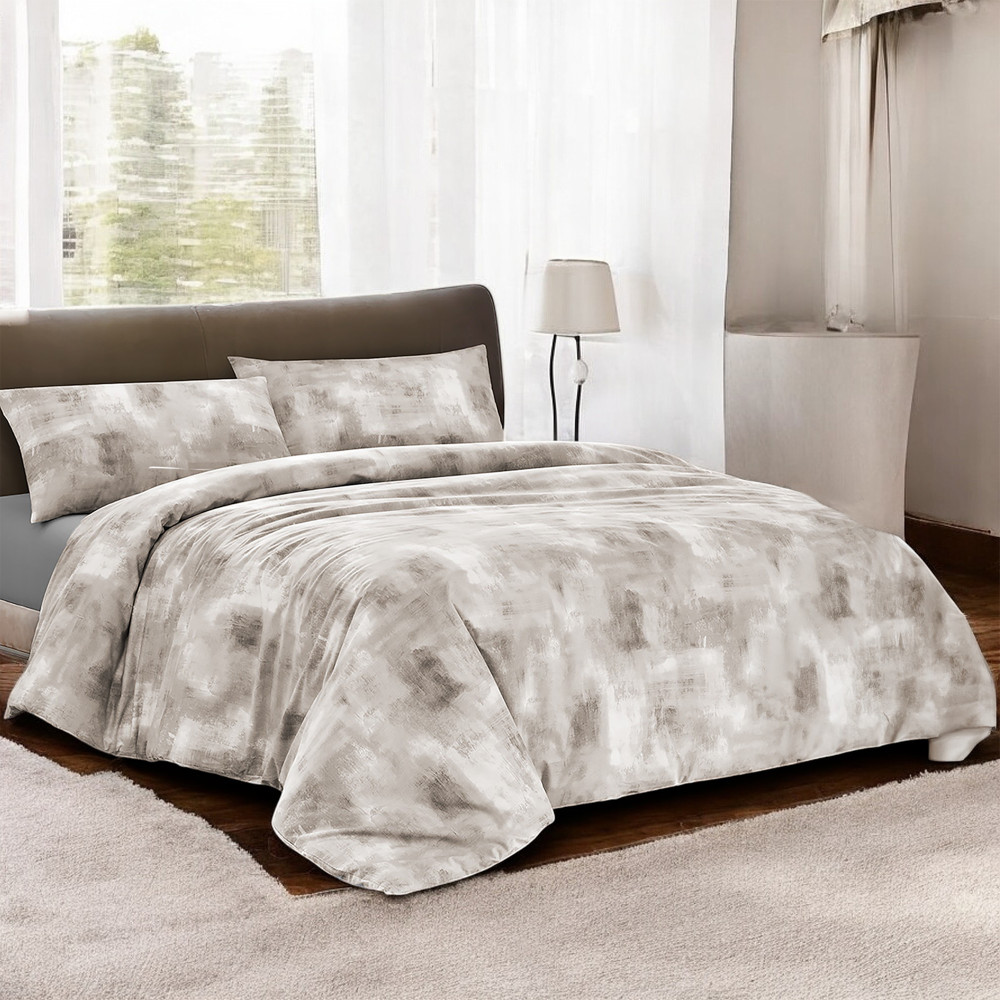 Housse de couette en coton beige Sleep Time fabriquée en Italie, design abstrait