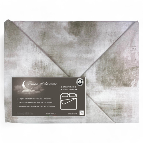 Copripiumino in Cotone Tempo di Dormire Beige Made in Italy, Design Astratto