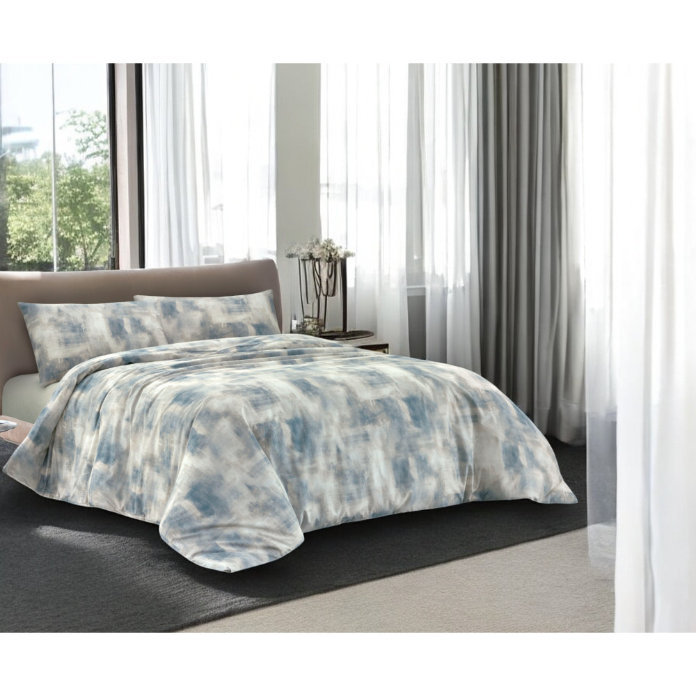 Ice Grey Cotton Duvet Cover Ice Grey Made in Italy, Abstract Design