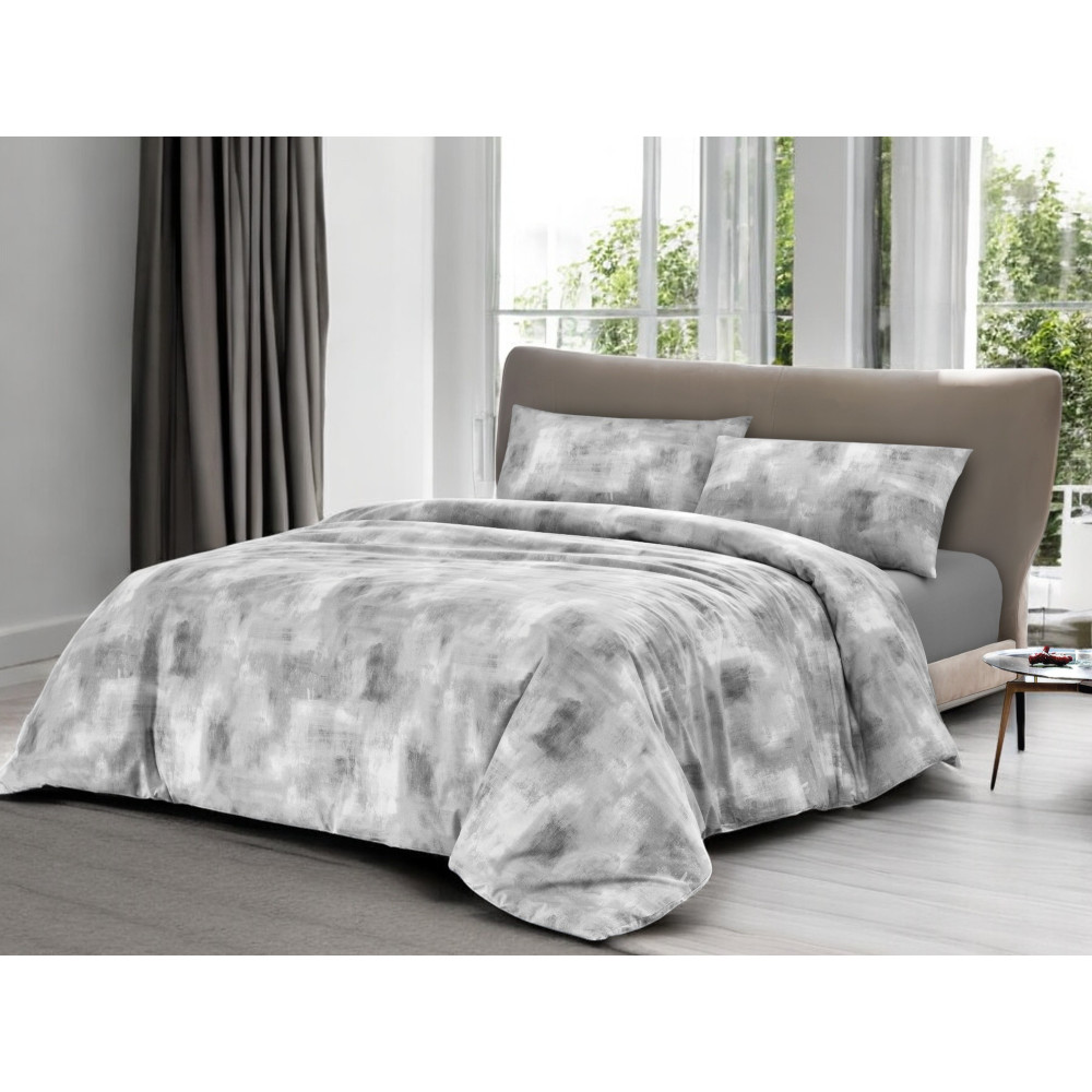 Housse de couette en coton gris Sleep Time fabriquée en Italie, design abstrait