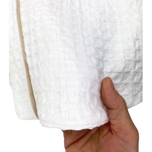 Albornoz de Algodón con Capucha BEEApone Blanco, Panal de abeja