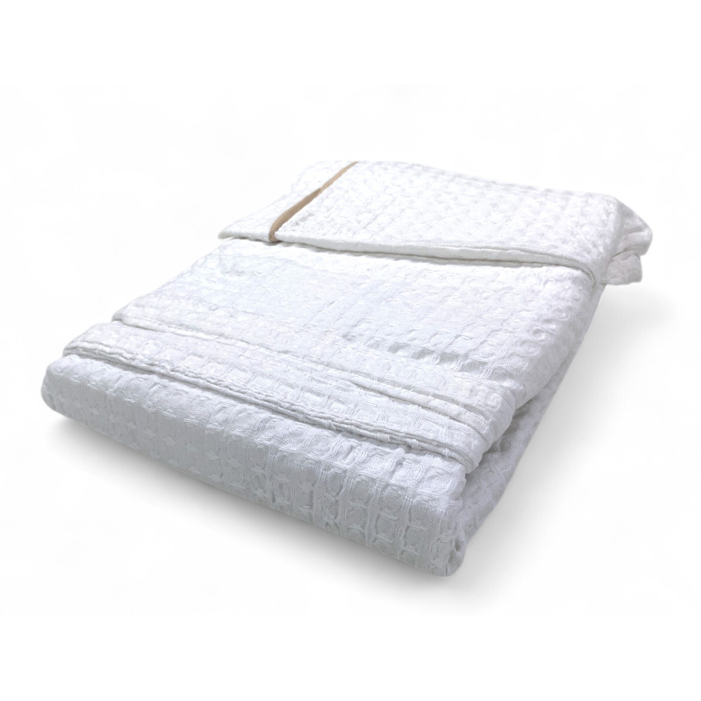 Cotton Bathrobe with Hood BEEApone White, Honeycomb