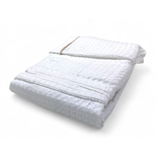 Albornoz de Algodón con Capucha BEEApone Blanco, Panal de abeja
