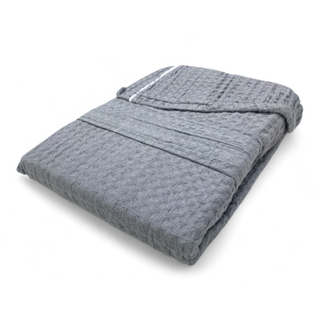 Accappatoio in Cotone con Cappuccio BEEApone Grigio Chiaro, Nido d’Ape 2
