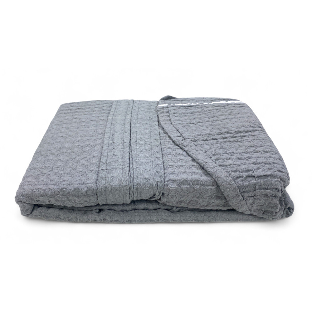 Albornoz de Algodón con Capucha BEEApone Gris Claro, Panal