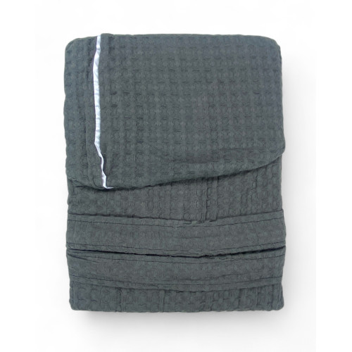 Peignoir à capuche en coton BEEApone anthracite, nid d’abeille