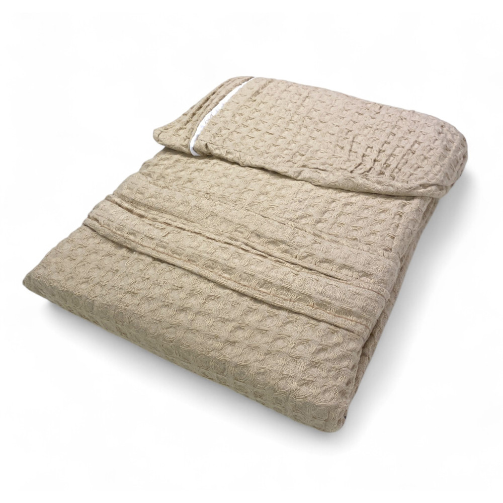 Accappatoio in Cotone con Cappuccio Beige BEEApone, Nido d’Ape Unisex