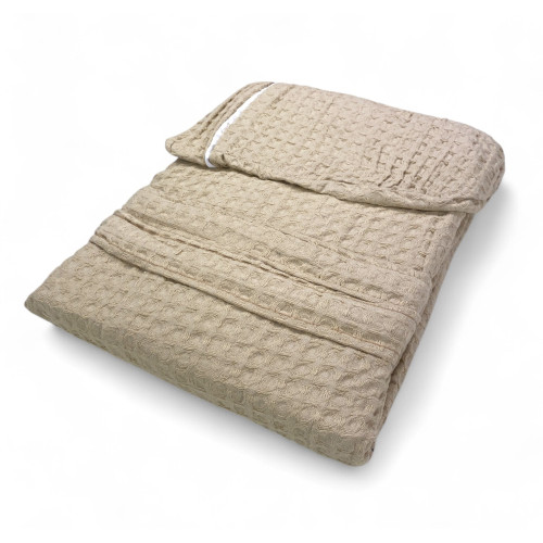 Accappatoio in Cotone con Cappuccio Beige BEEApone, Nido d’Ape Unisex