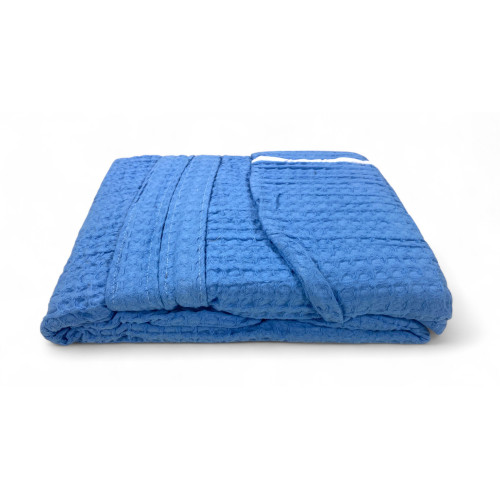Baumwollbademantel mit Kapuze Hellblau BEEArpone, Wabe Unisex