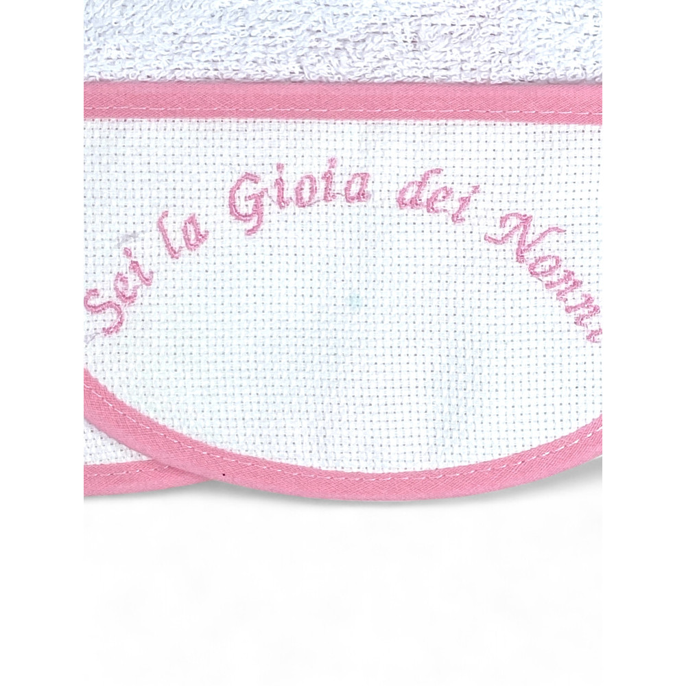 Set de 3 Baberos de Bebé bordados "Eres la alegría de los abuelos", 100% Algodón Hipoalergénico, Made in Italy 18x18 cm