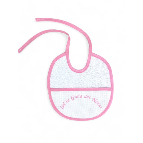 Lot de 3 bavoirs brodés pour bébé « Vous êtes la joie des grands-parents », 100% coton hypoallergénique, fabriqué en Italie 18x1