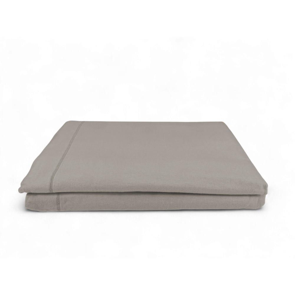 Taupe cornerless flannel top sheet | Made in Italy