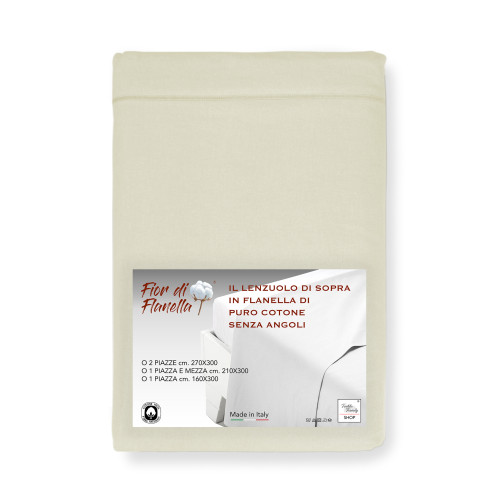 Cream flannel top sheet without corners | Made in Italy