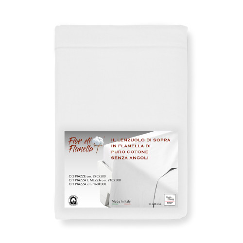 Drap supérieur en flanelle blanche | Fabriqué en Italie