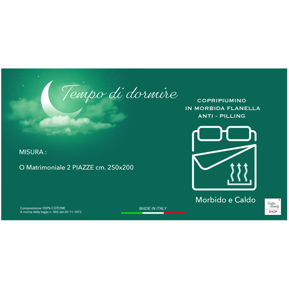 Copripiumino Matrimoniale Flanella 250x200 cm "Tempo di Dormire" - Petali Oro