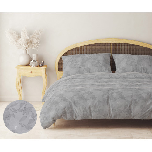 Flanell Doppelbettbezug 250x200 cm "Sleeping Time" - Graue Blume