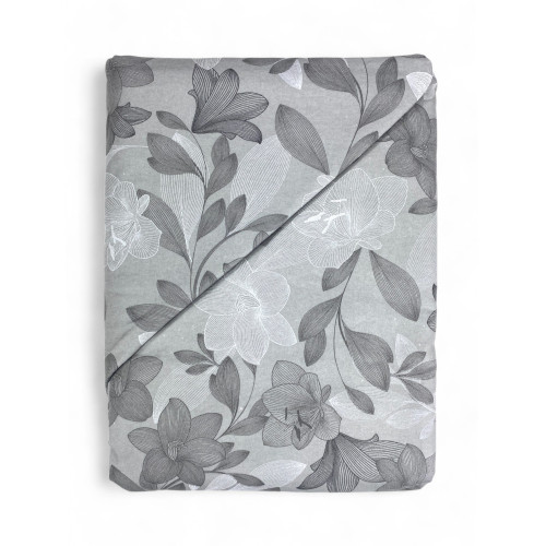 Flannel Double Duvet Cover 250x200 cm "Sleeping Time" - Grey Flower